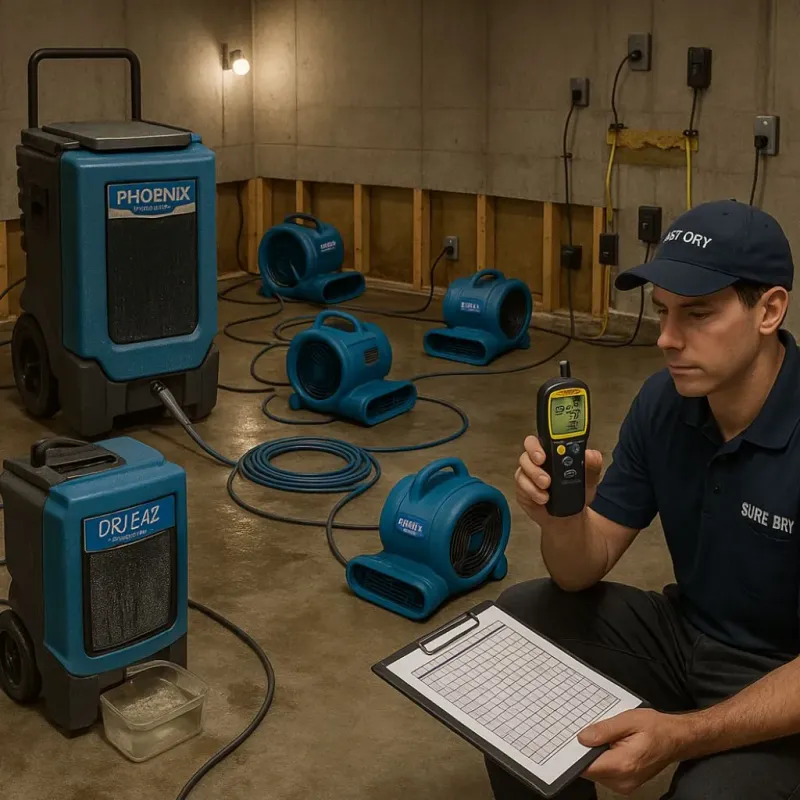 Structural Drying and Dehumidification process in Southborough, MA